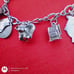 Vtg Sterling Silver Charm Bracelet with 11.5 Sterling Silver Charms. 60s & 70s.