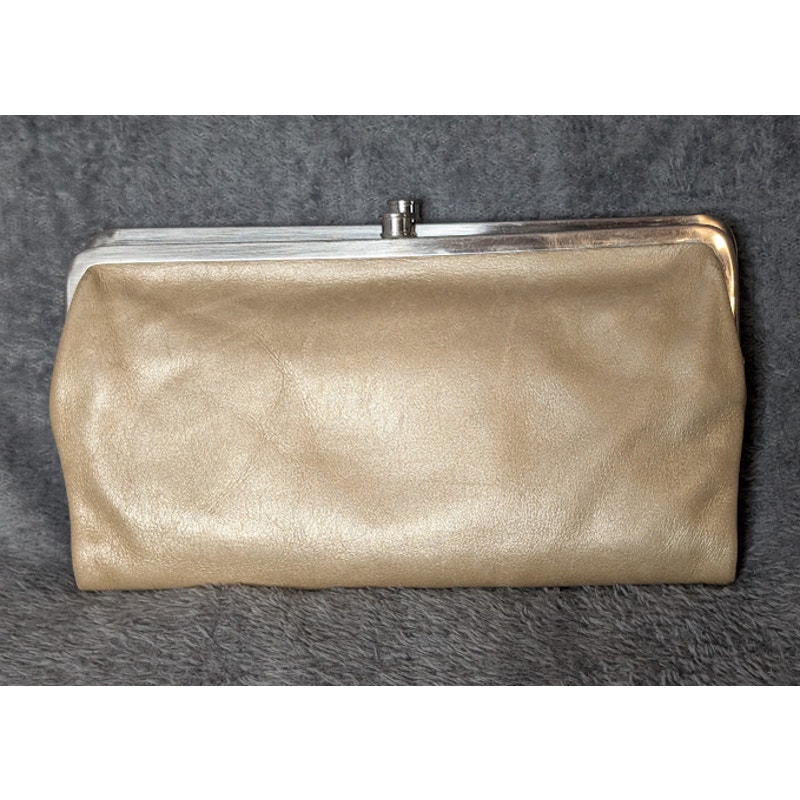 HOBO- Lauren Clutch-Wallet Gold leather exterior bright floral interior