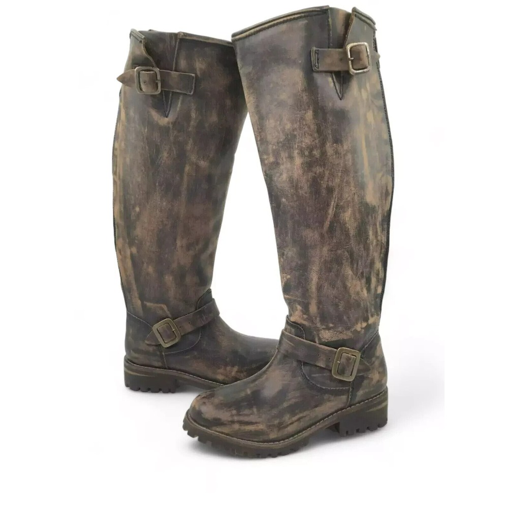 Freebird by Steven Combat Boots Womens sz 6 Battle Distressed Brown Leather NEW