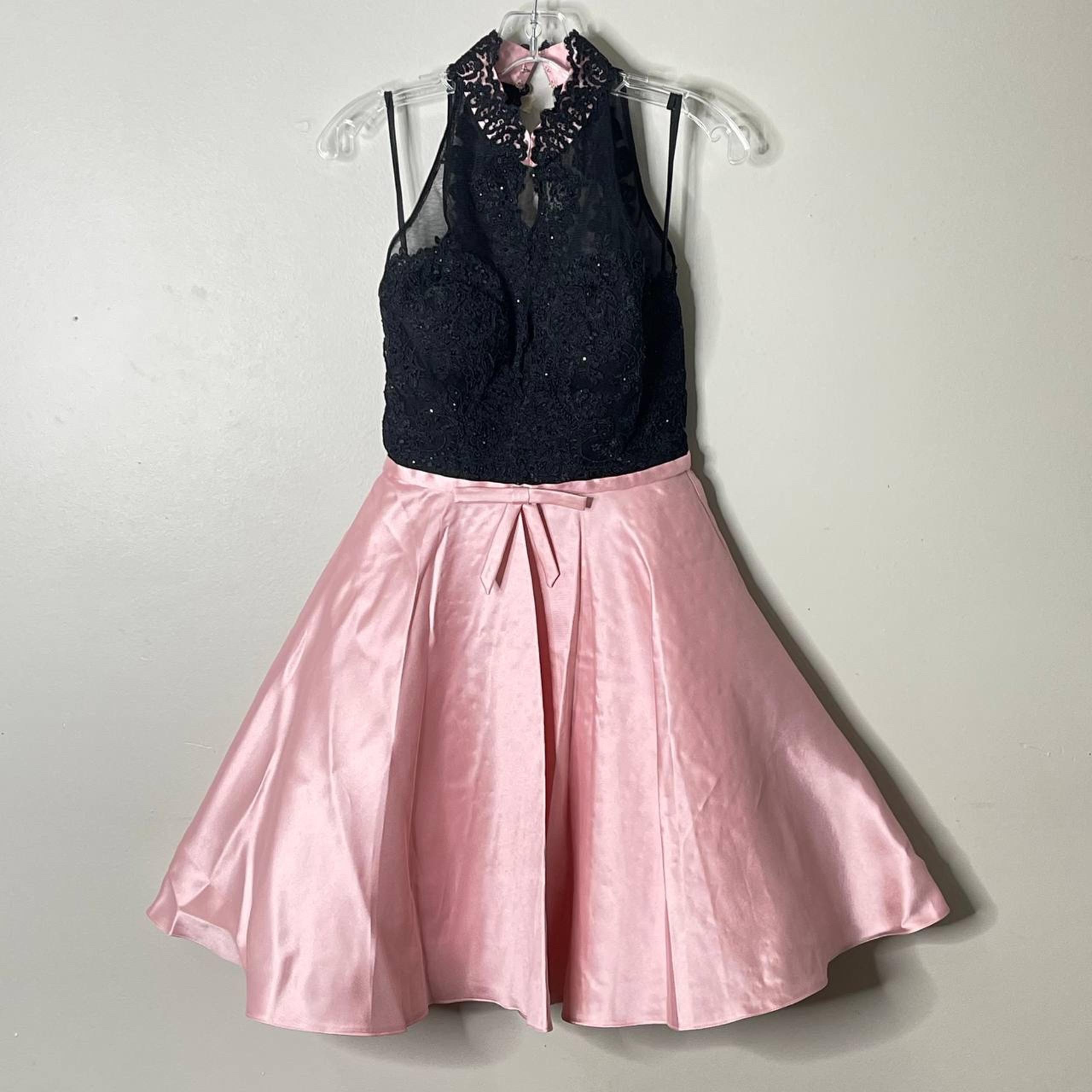 NEW! Sherri Hill  Laced Party Short  Dress  Pink/Black  Sz 4,Cocktail/Homecoming