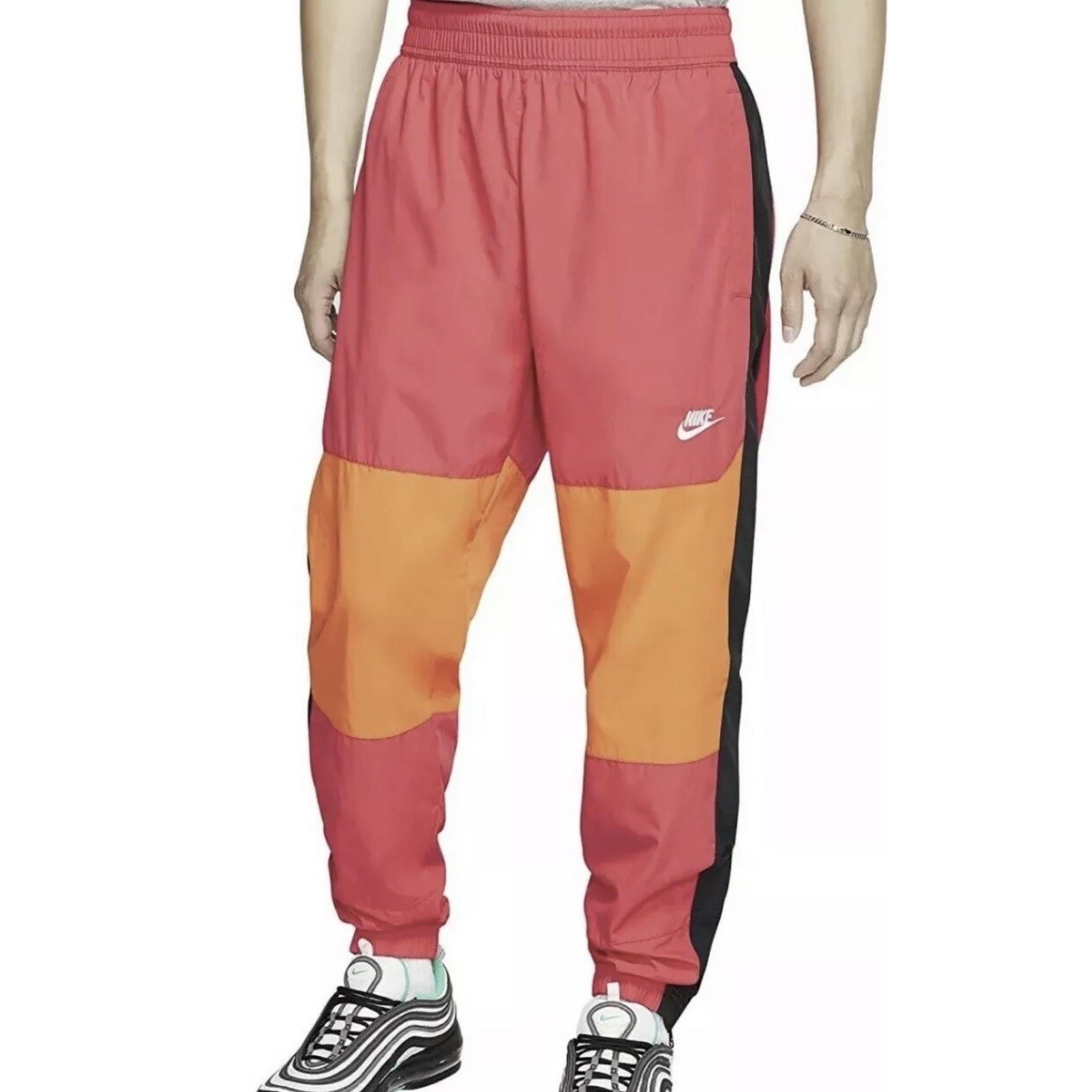 Nike NSW Sportswear Woven Pants Coral Orange Black Mens Size XXL 2XL
