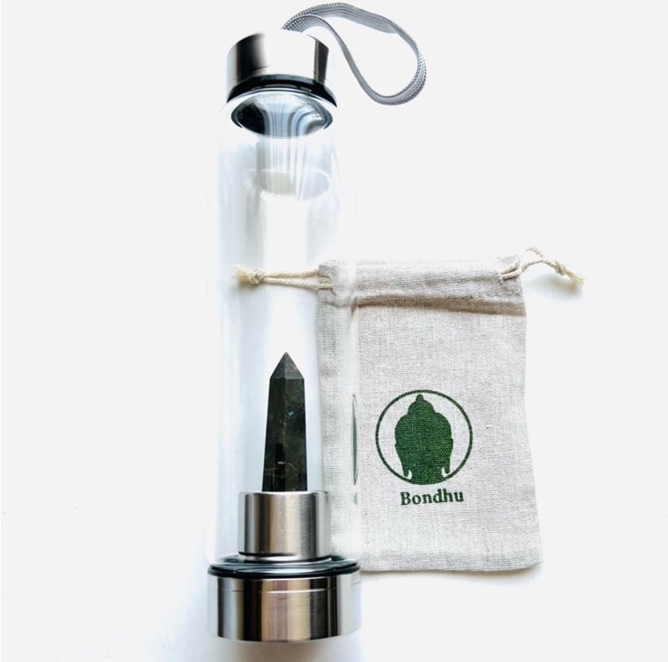 Black Onyx Crystal Tower Water Bottle