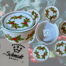 Schmidt Porcelain Made in Brazil Holly Coaster Mini Dish Set