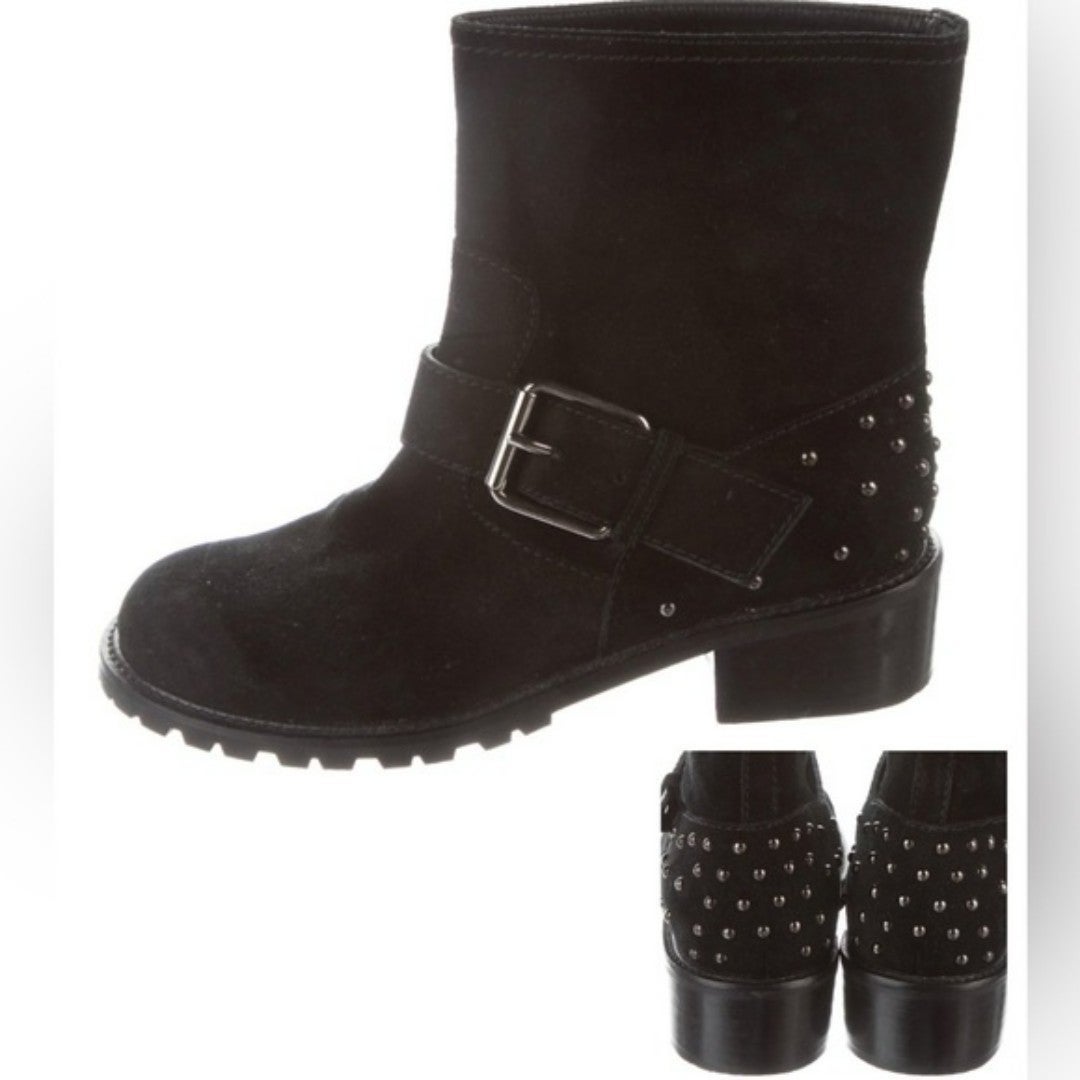 Barneys New York Studded Heel leather Moto boots Sz EU 36
