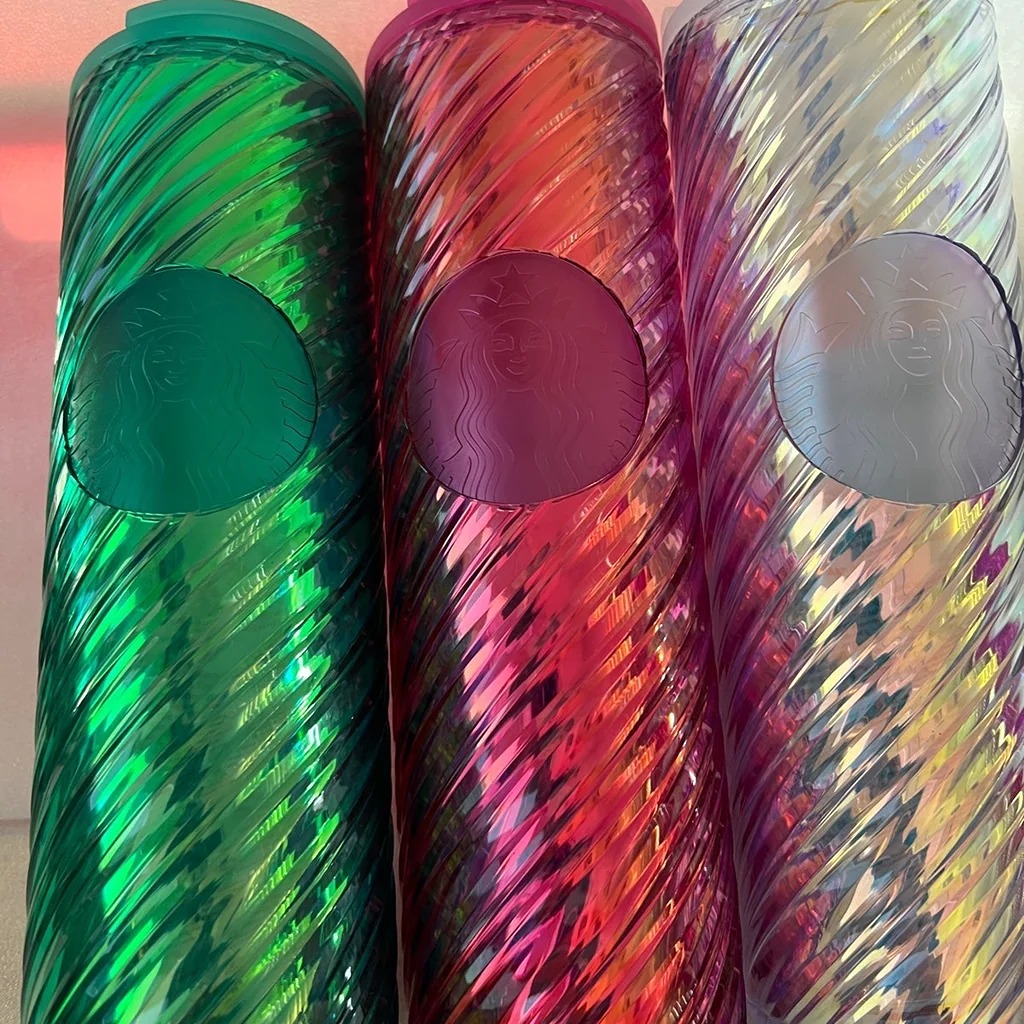 3 Starbucks iridescent swirl cups brand new 2022