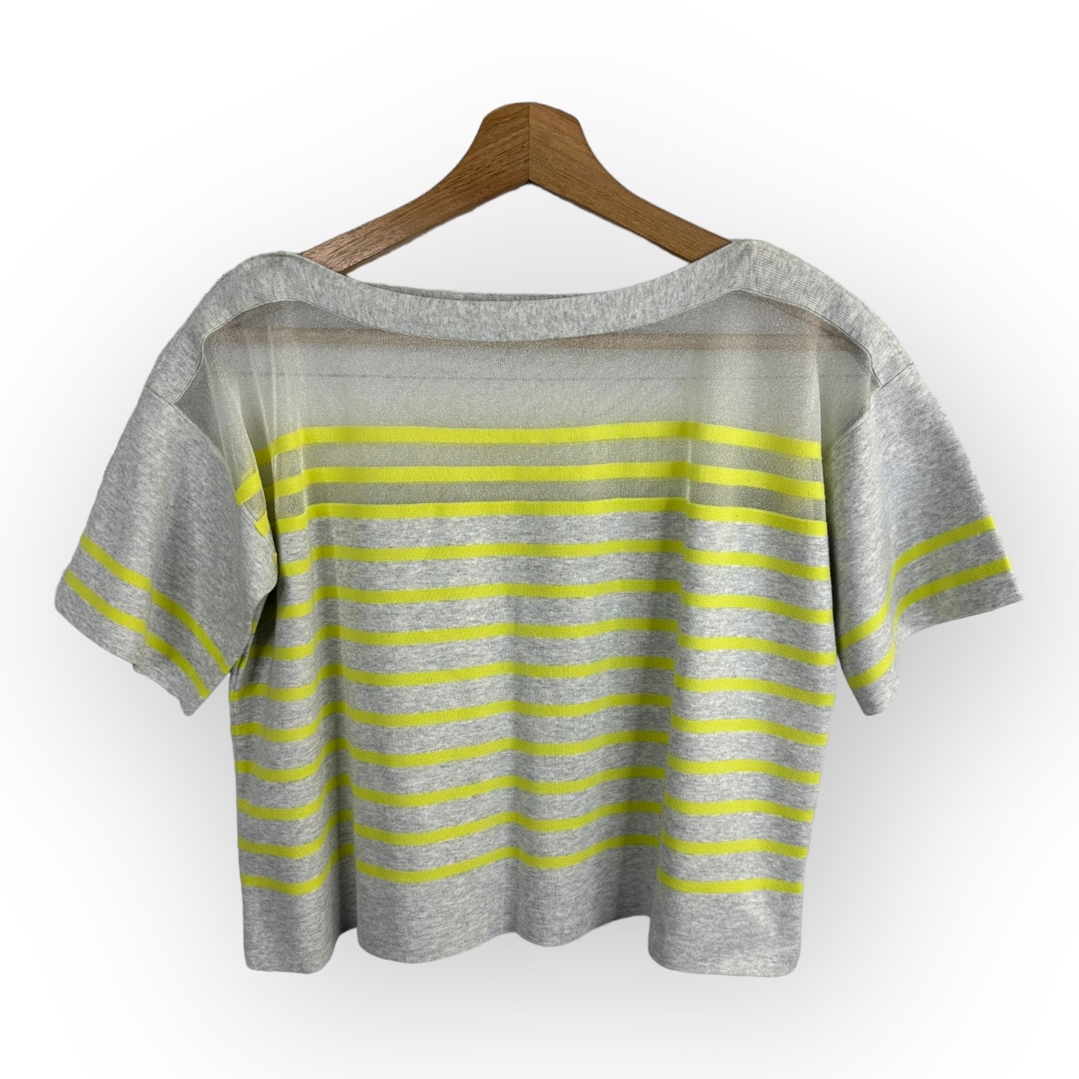 Crawler Crolla Womens size S Cropped Boxy Mesh Sheer Striped Knit Top Sweater