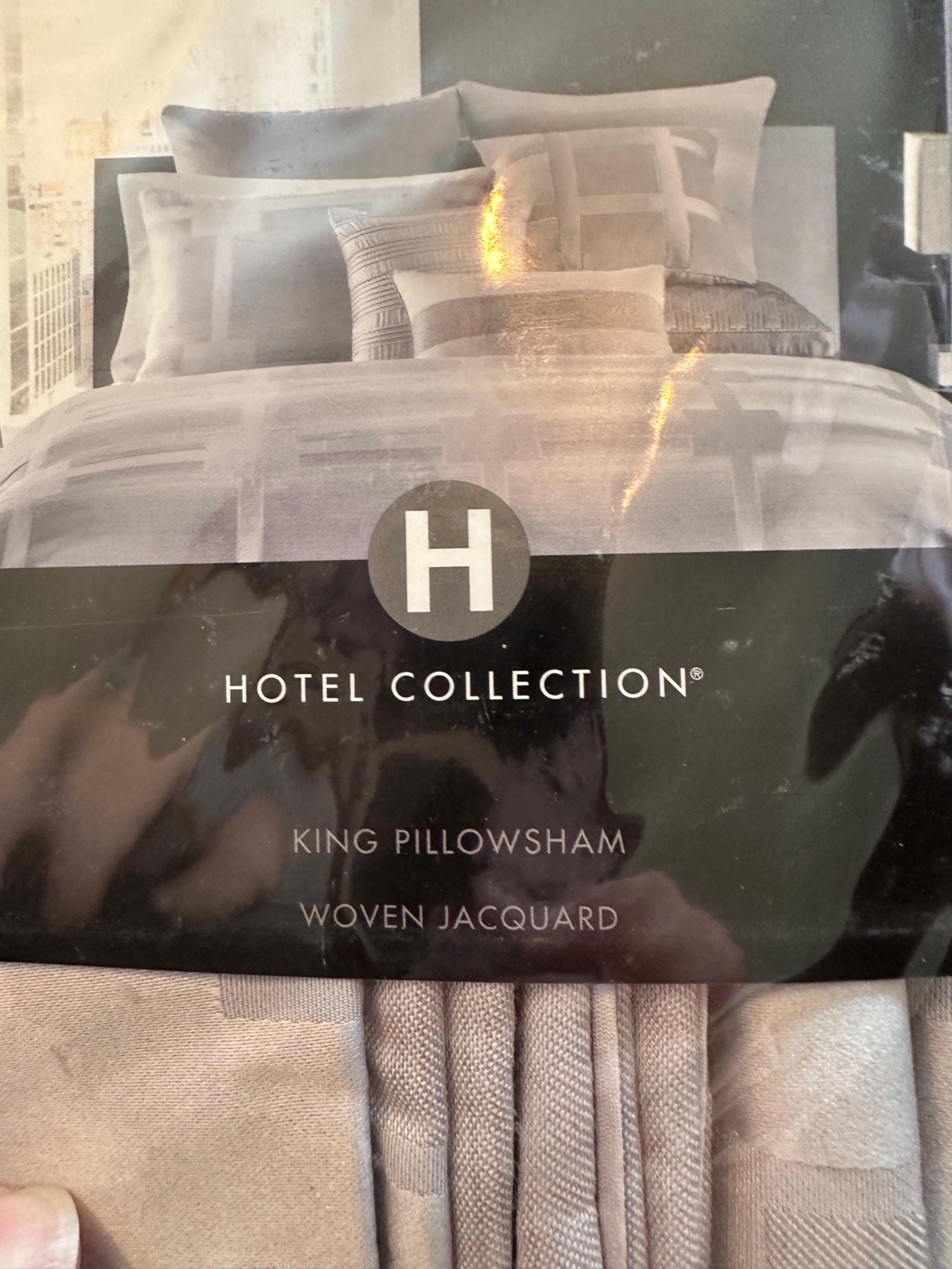 2 king pillow shams new. Hotel collection. Woven Jacquard Meridian, silver gray.