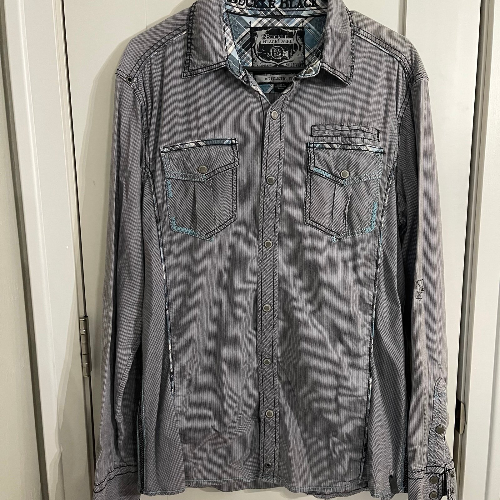 Buckle Black Label Snap Flannel Plaid Mens Size Medium Athletic Fit