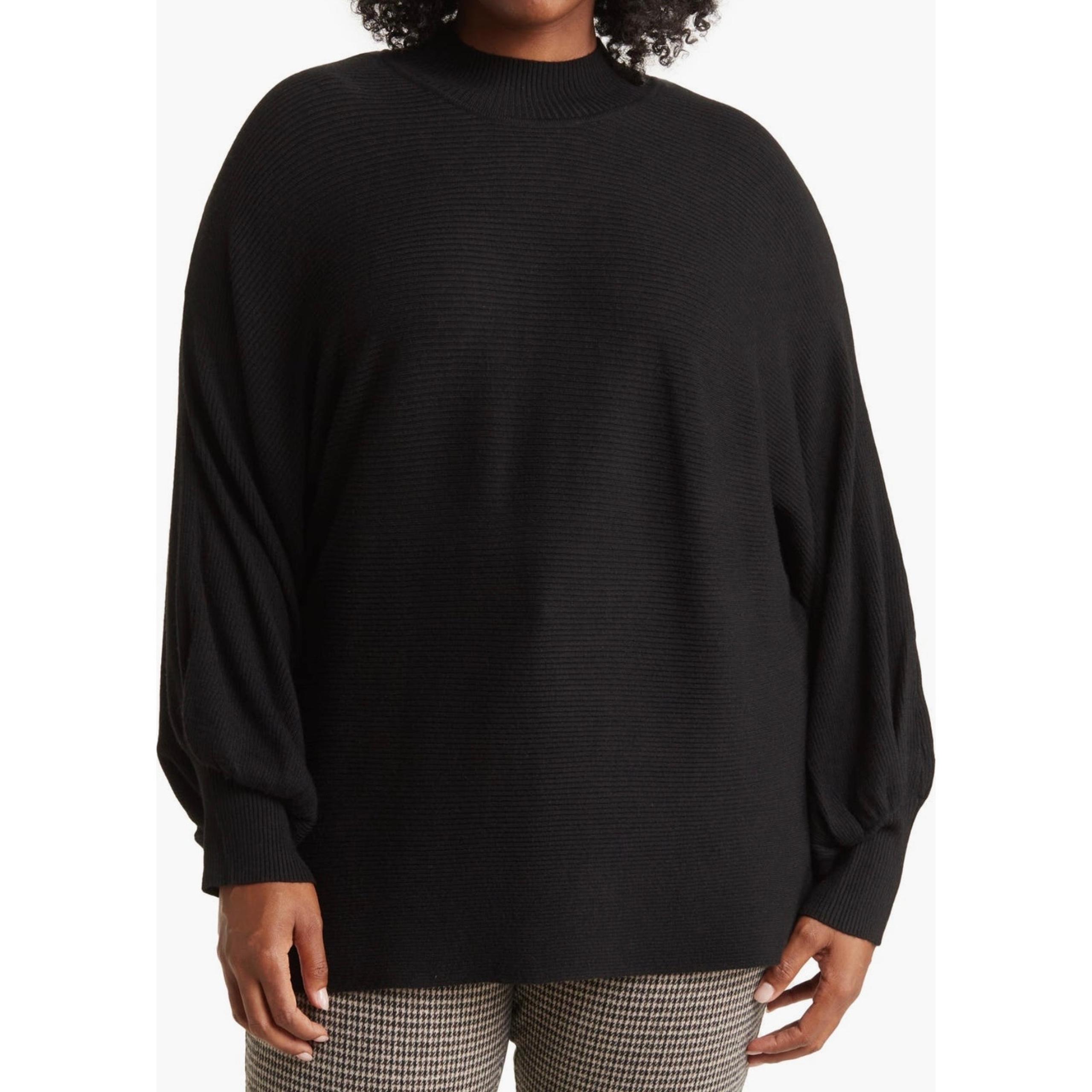 T Tahari Black Mock-neck, Balloon Sleeve Sweater Size 2X NWT
