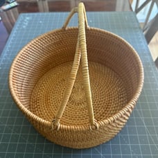 13 ×13 ×6 Rattan Picnic Basket with Handles, Large Round Gift Basket,