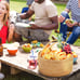 13 ×13 ×6 Rattan Picnic Basket with Handles, Large Round Gift Basket,