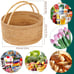 13 ×13 ×6 Rattan Picnic Basket with Handles, Large Round Gift Basket,