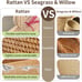 13 ×13 ×6 Rattan Picnic Basket with Handles, Large Round Gift Basket,