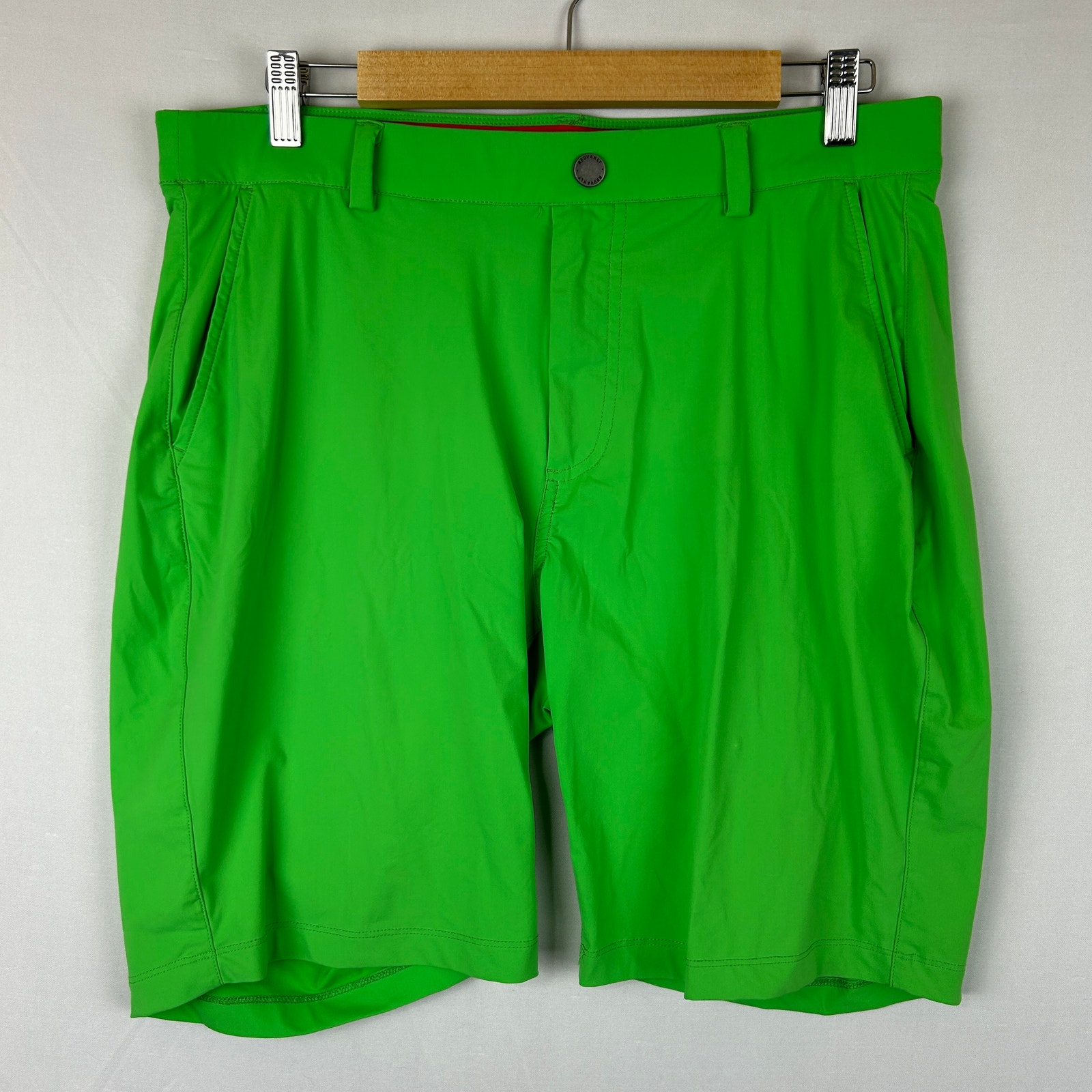 Redvanly Hanover Neon Green Pull On Shorts Golf Tennis 9 Inseam Men's Size M