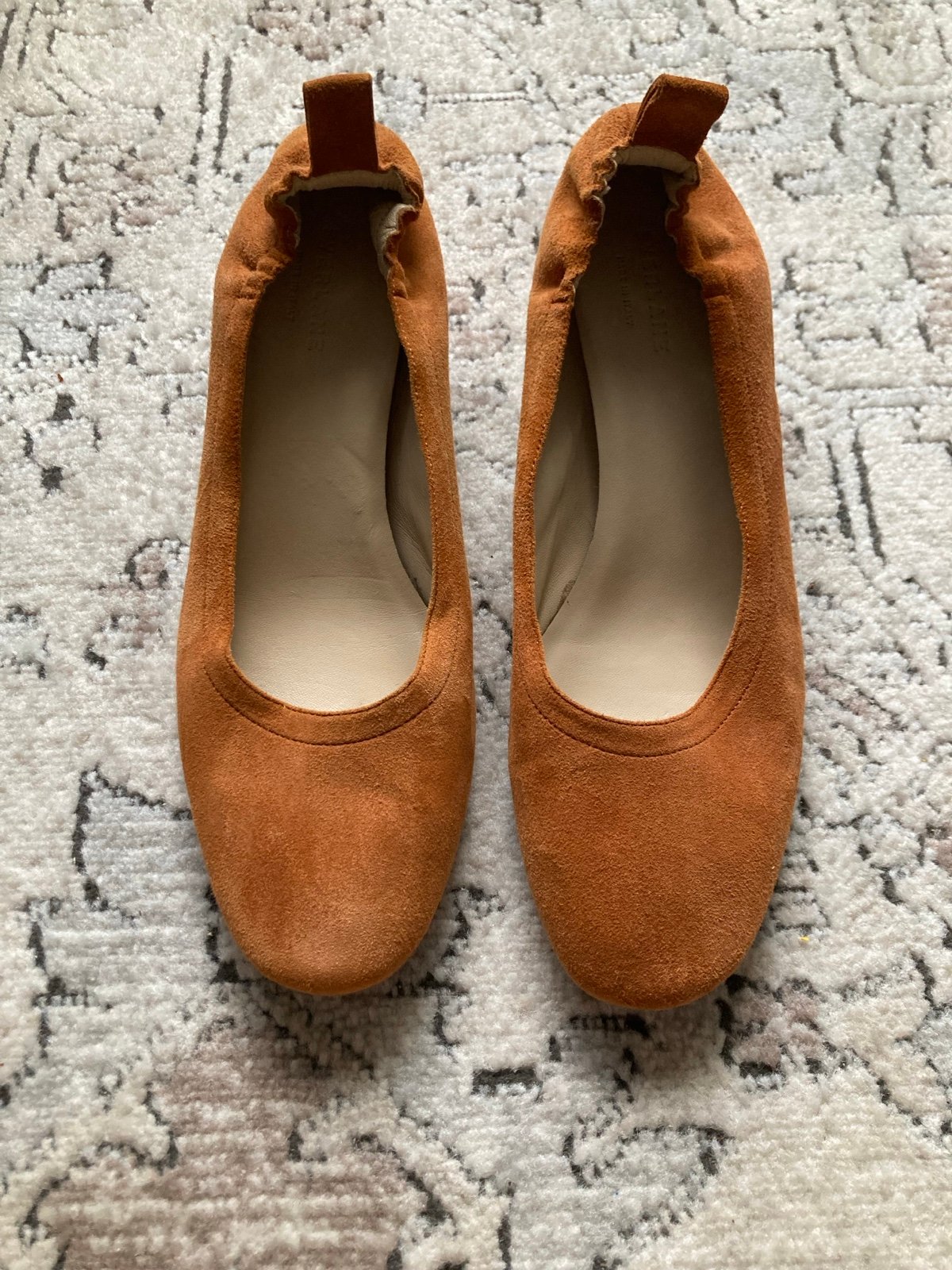 Everlane The Day Heel in Cognac Suede Block Heels Size 10.5 Made in Italy