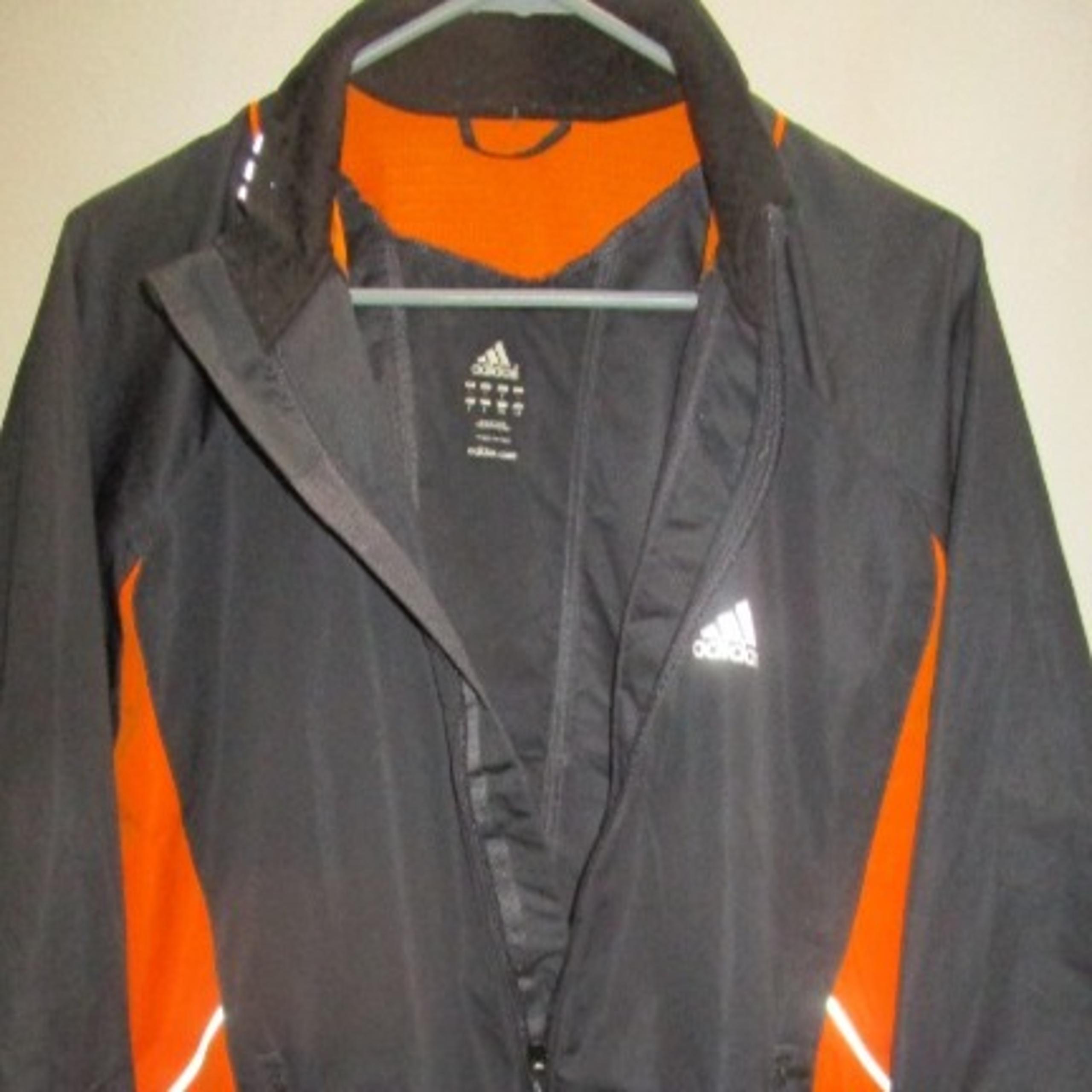 adidas men awesome full front zipper jacket  size L Large blue orange