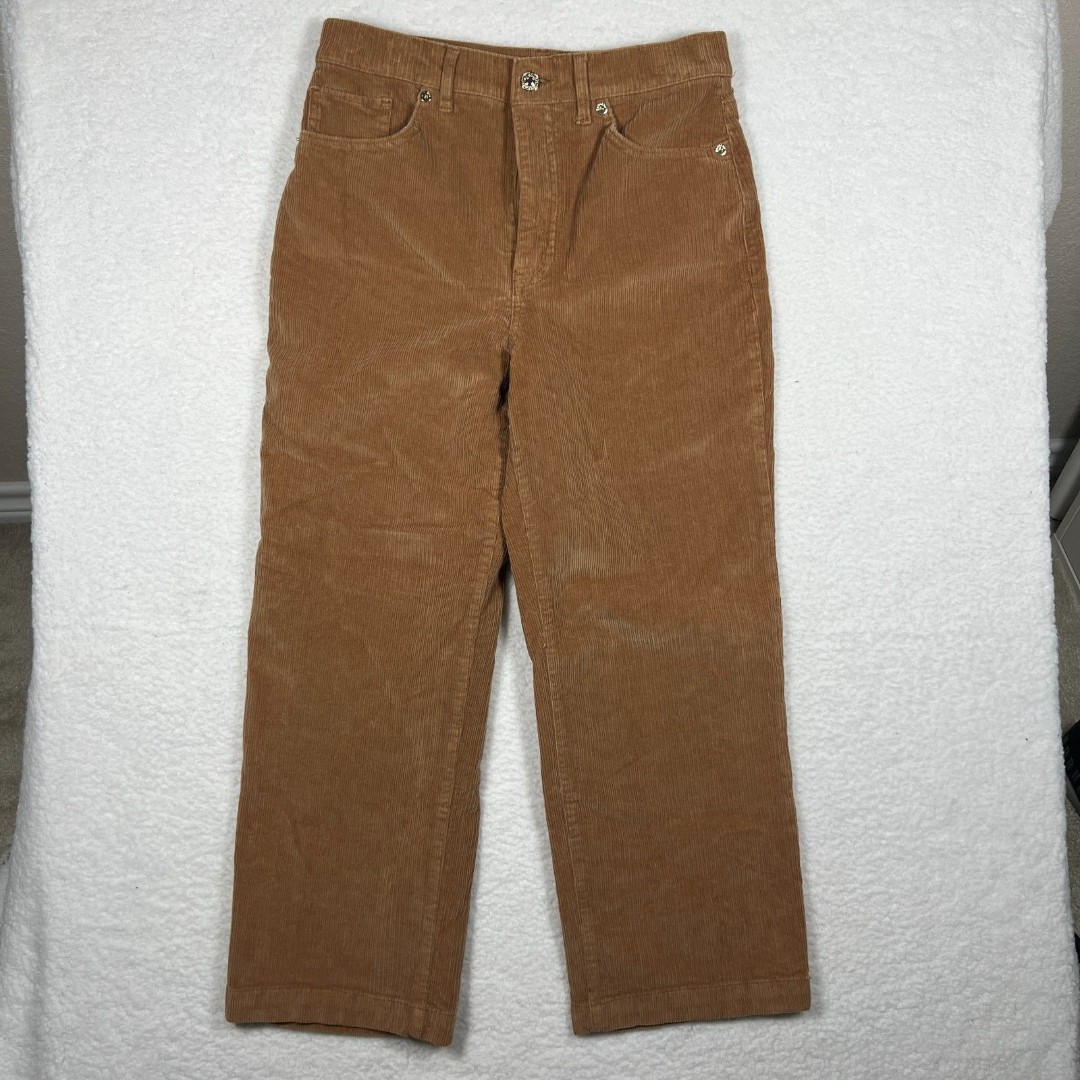 Express Corduroy Pants Womens Size 4 Brown Cropped Wide Leg Boho Cottagecore
