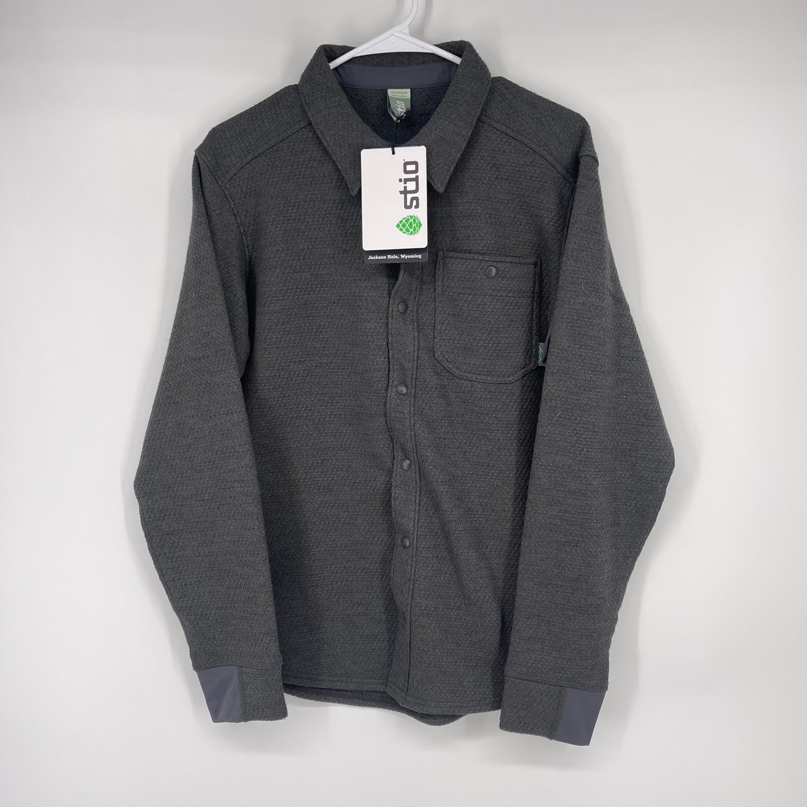 New!! Stio Mens Medium Gray Thermo Fleece Snap Button Down Shirt