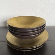 Anthropologie Gold bowls and plates RARE