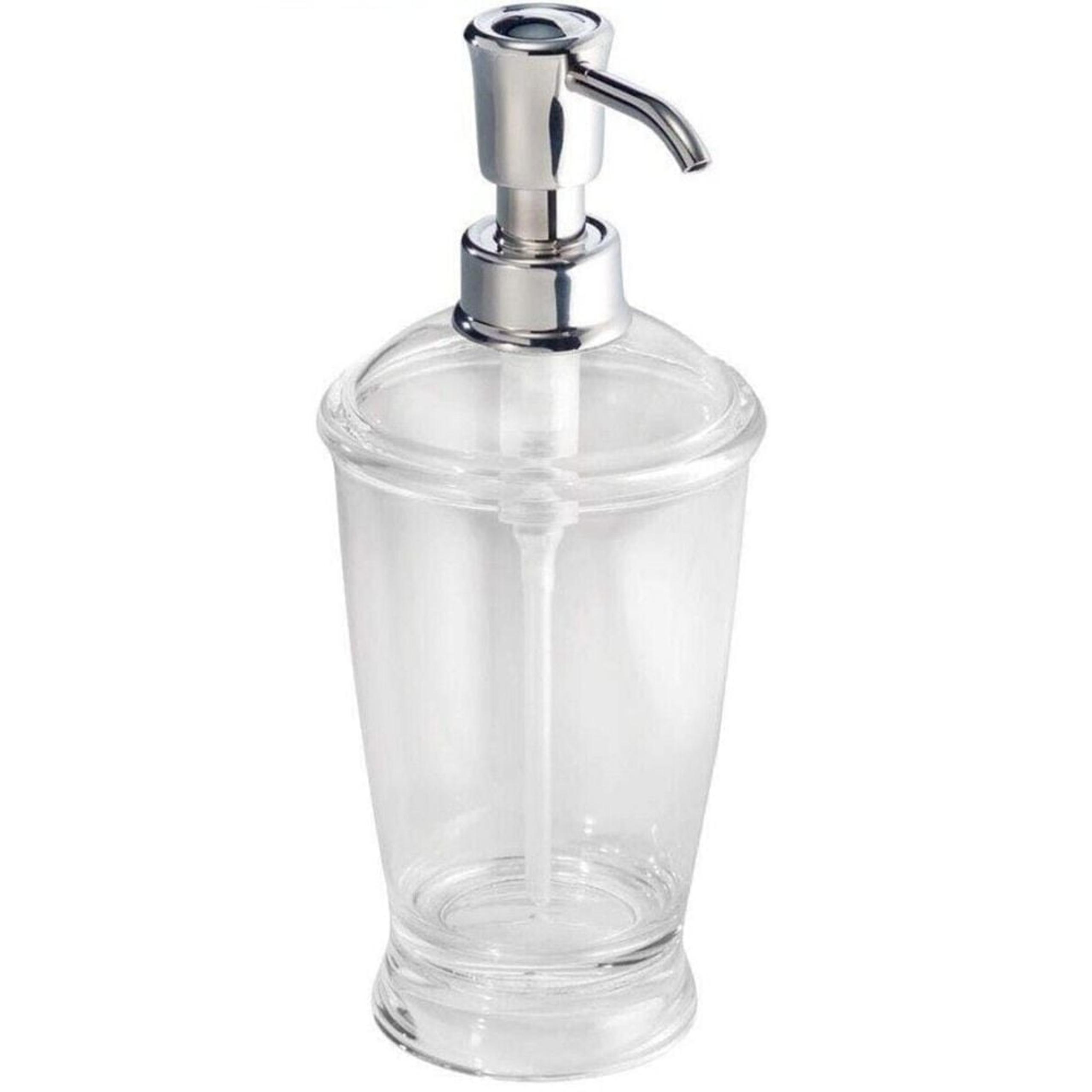 WHOLESALE 50 PIECE iDesign Soap Dispenser 12 Oz Clear and Chrome Plastic Bottle