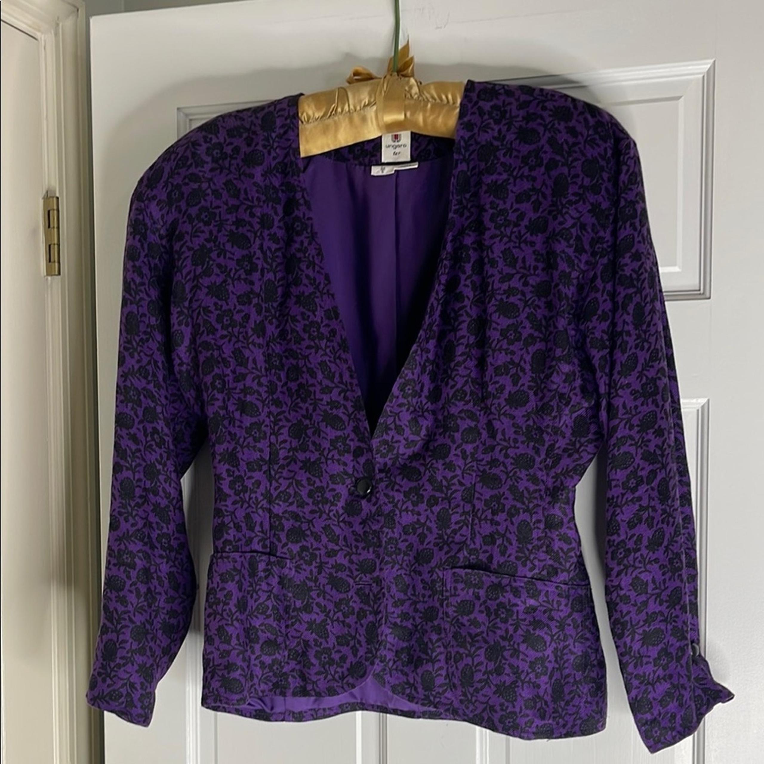 Emanuel Ungaro Purple Floral Blazer womens size 6