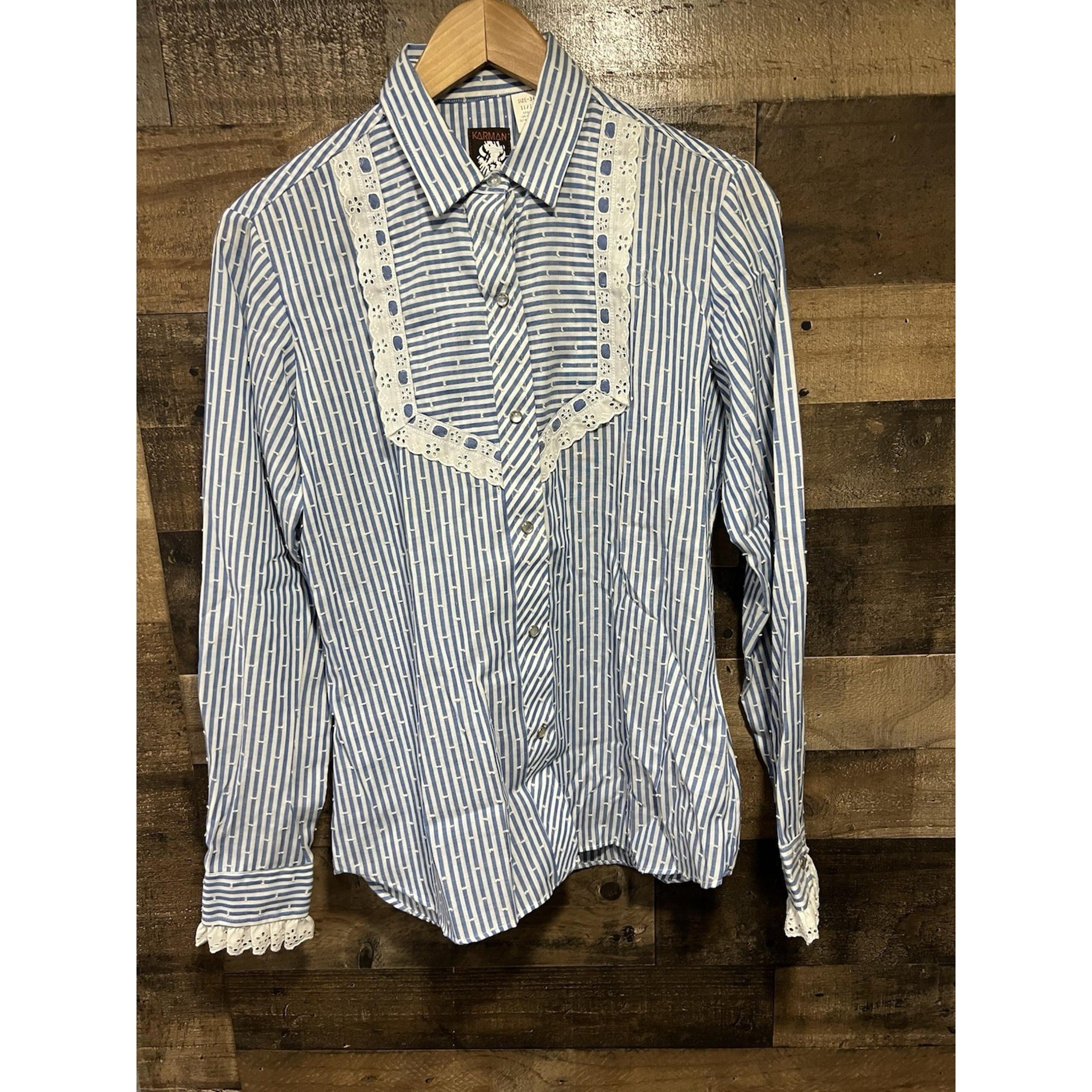 Vintage Karman Western Womens Pearl Snap Striped  Size 11/12 Rodeo Cowgirl