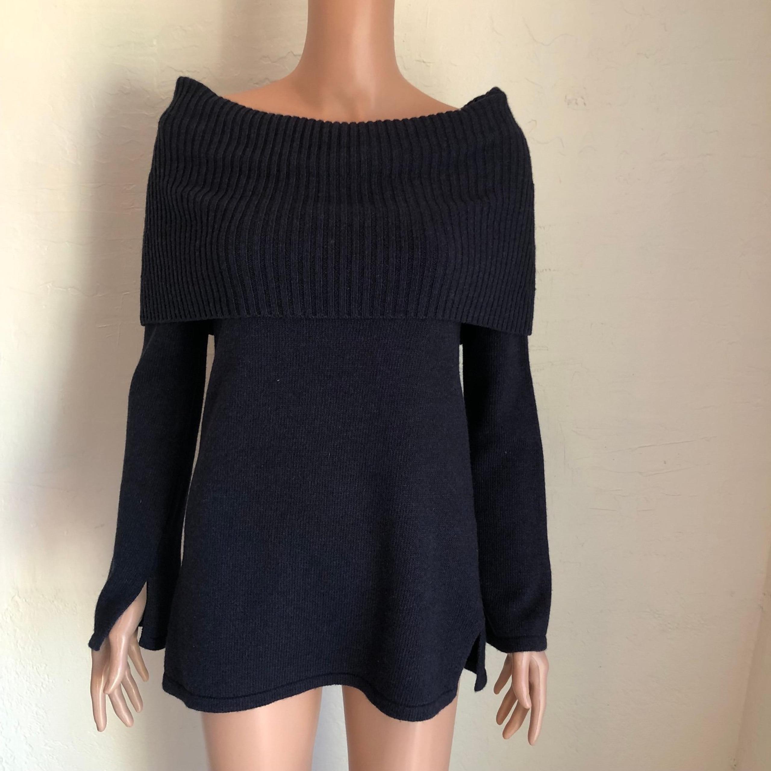 UGG Navy Blue Wool Blend Tonic Pullover Sweater High-Cowl Neck Women’s Size XS