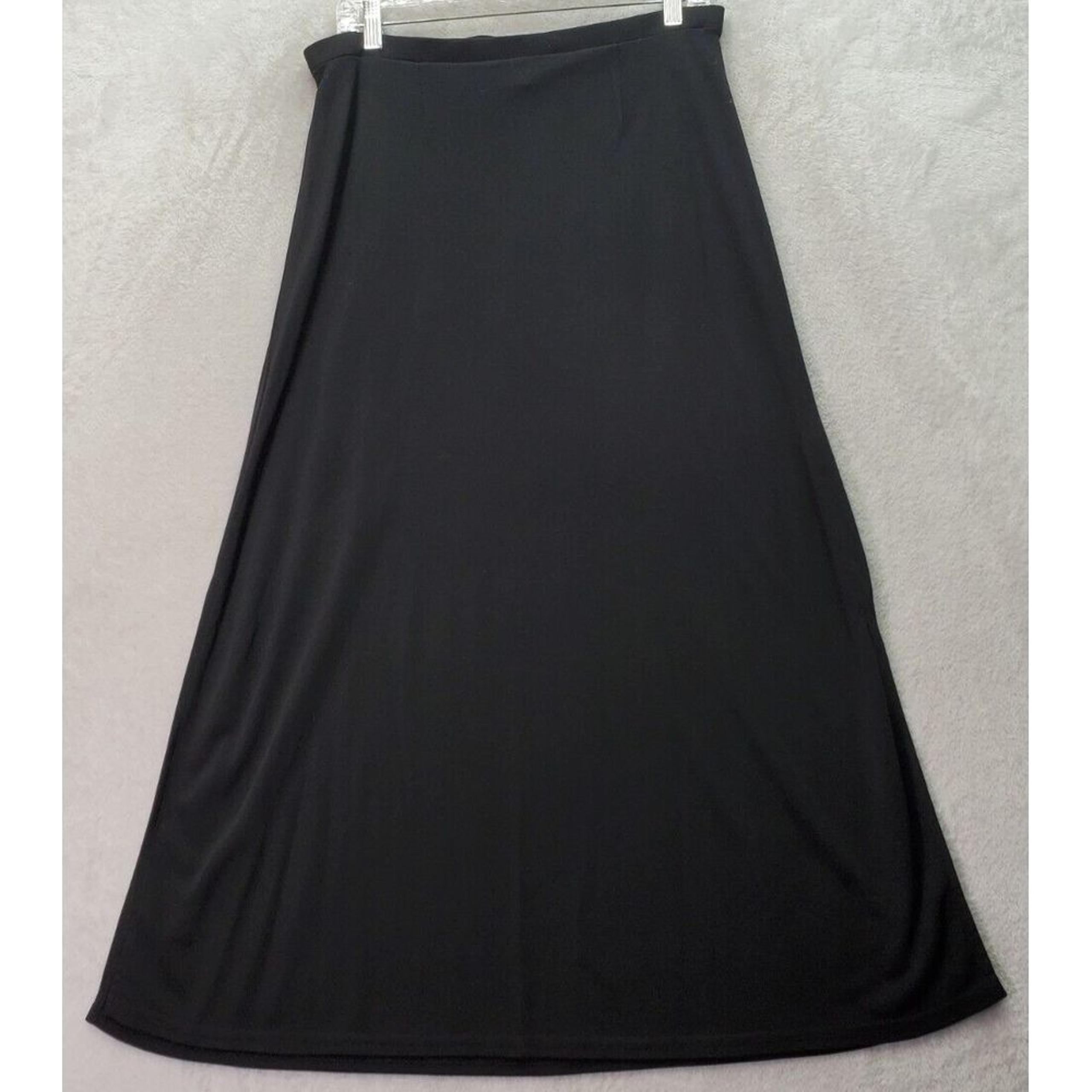 Collectibles A Line Skirts Women's Medium Black Rayon Casual Elastic Waist Slit