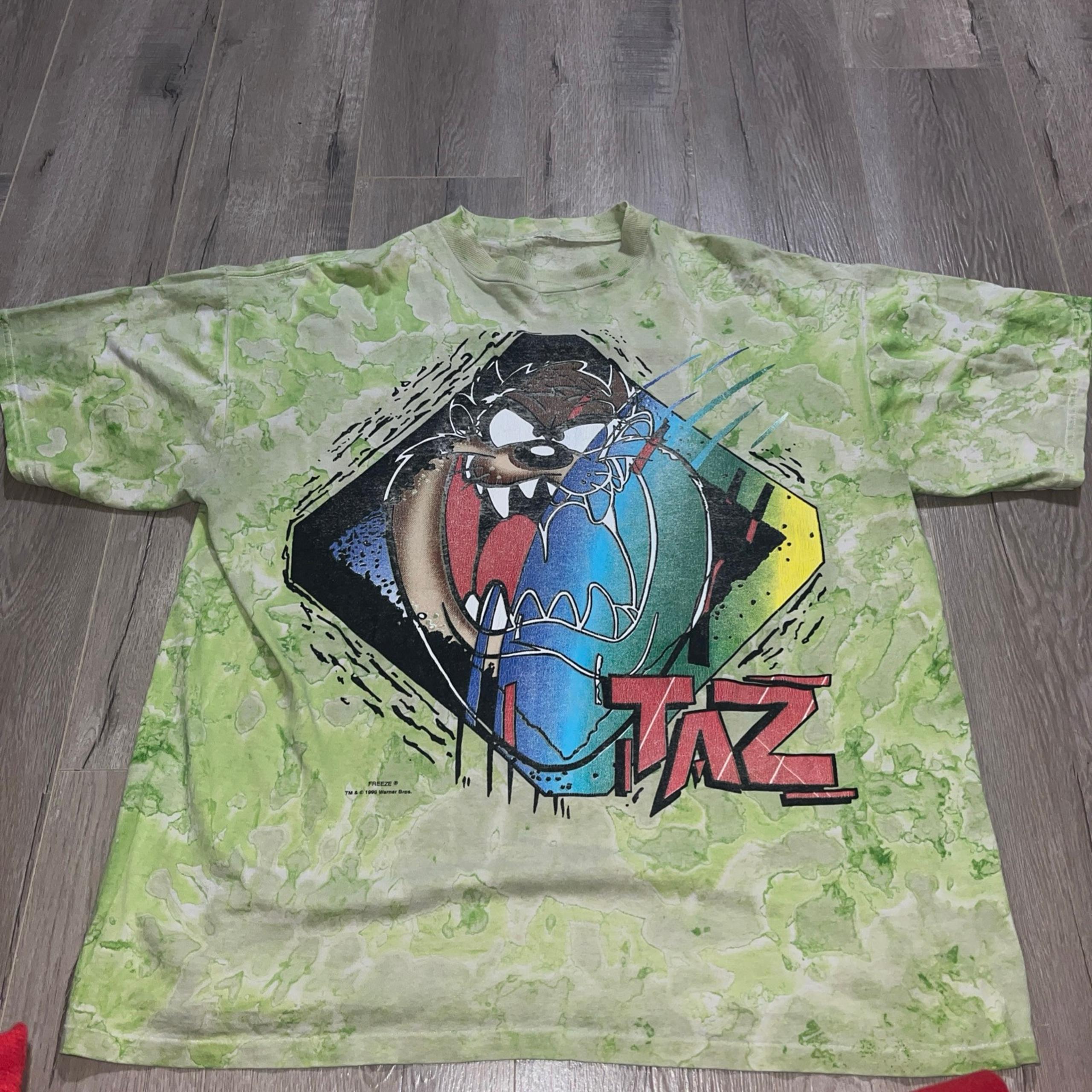 Vintage Freeze Taz T-shirt men’s XL big print tie-dye Single Stitch 1996 Green