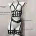 FREE PRIORITY SHIPPING Cage Bra Garter Belts Mask Set Black Leather
