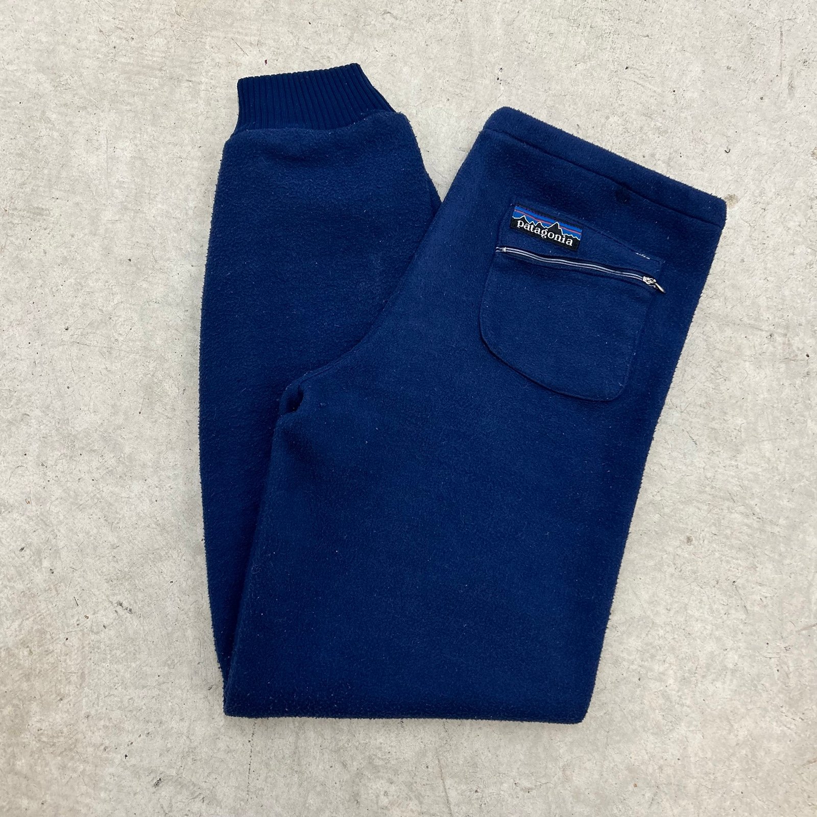 Vintage 80s Rare Patagonia Gorpcore Big Logo Fleece Blue USA Made Jogger Men’s L