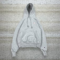 Champion Reverse Weave Hoodie Grey Cotton White Embroidered Logo