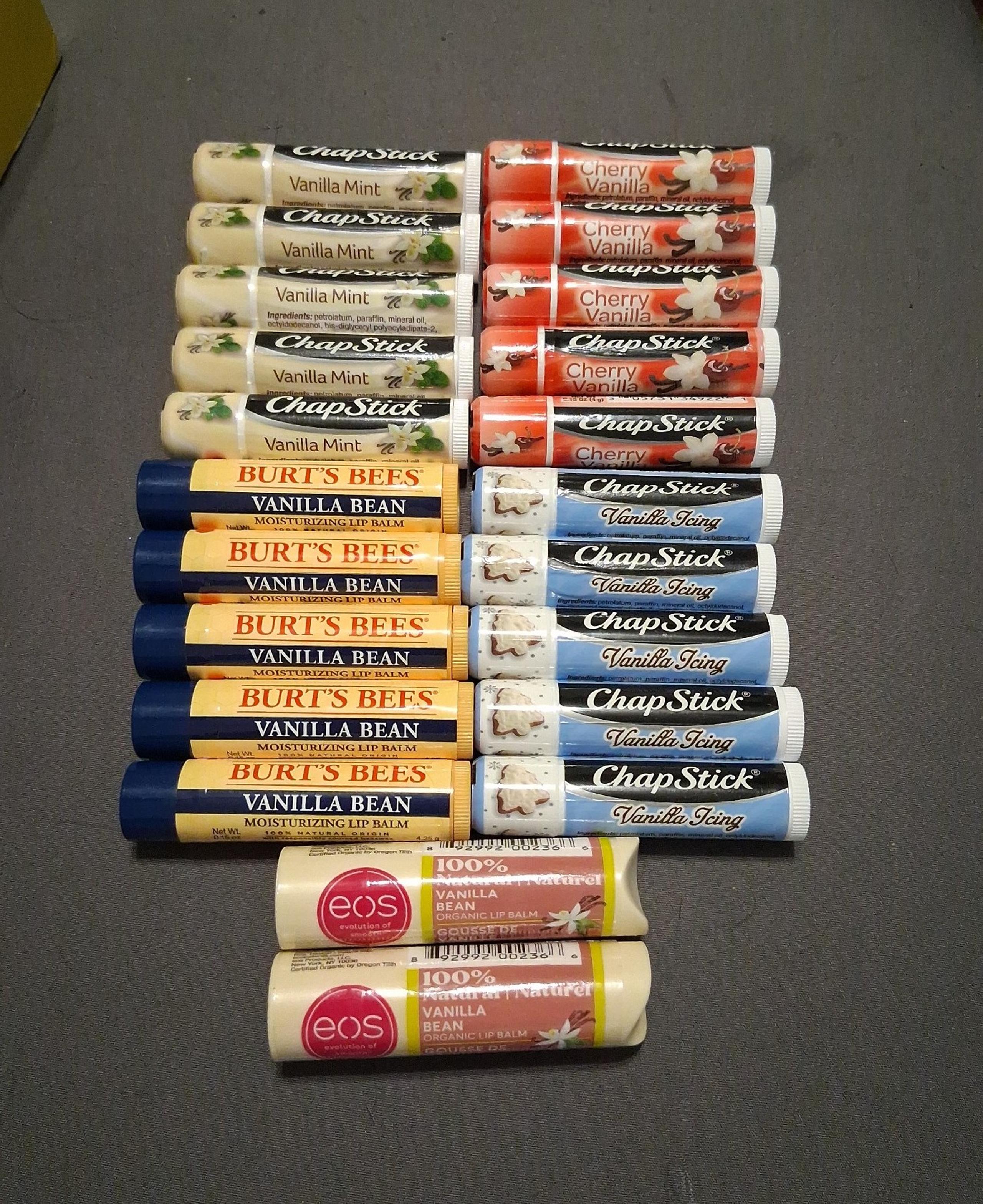 ×22 Flavored Lip Balm Vanilla Bundle Chapstick eos Burt's Bees Vanilla Mint