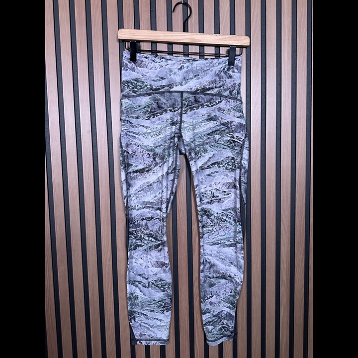 Lululemon Pants 6/S Womens Gray Wunder Under Obsidian Geometric Cropped Leggings
