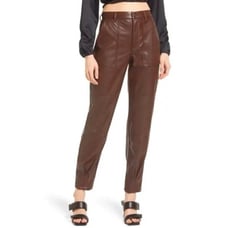 OPEN EDIT by Nordstrom Solid Brown Faux Leather High Rise Ankle Pants Medium