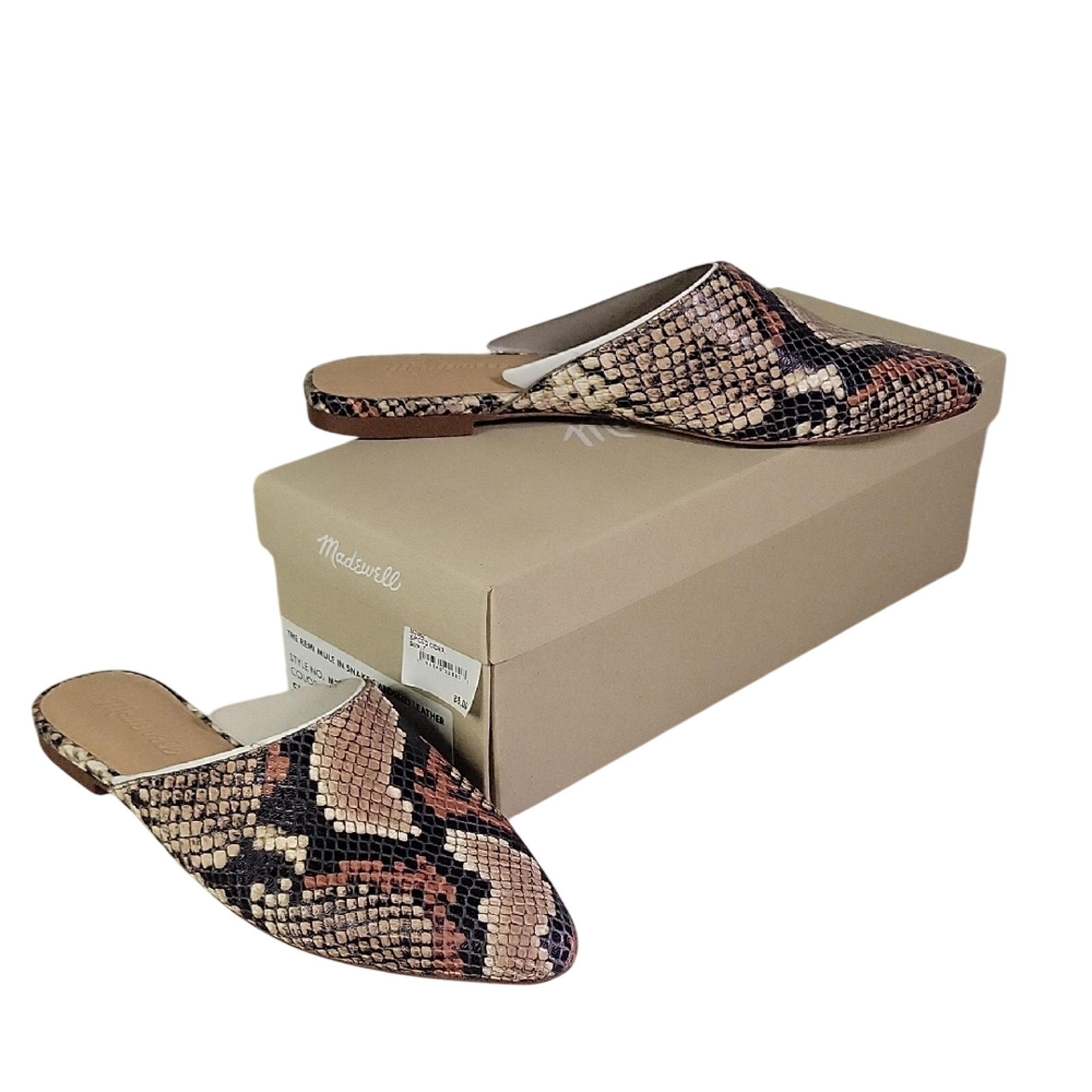 Madewell The Remi Mule Snakeprint Embossed Leather Womens Size 7 New In Box