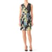 Slate & Willow Black Mixed-Media Floral Polka Dot Sheath V-Neck Dress 12