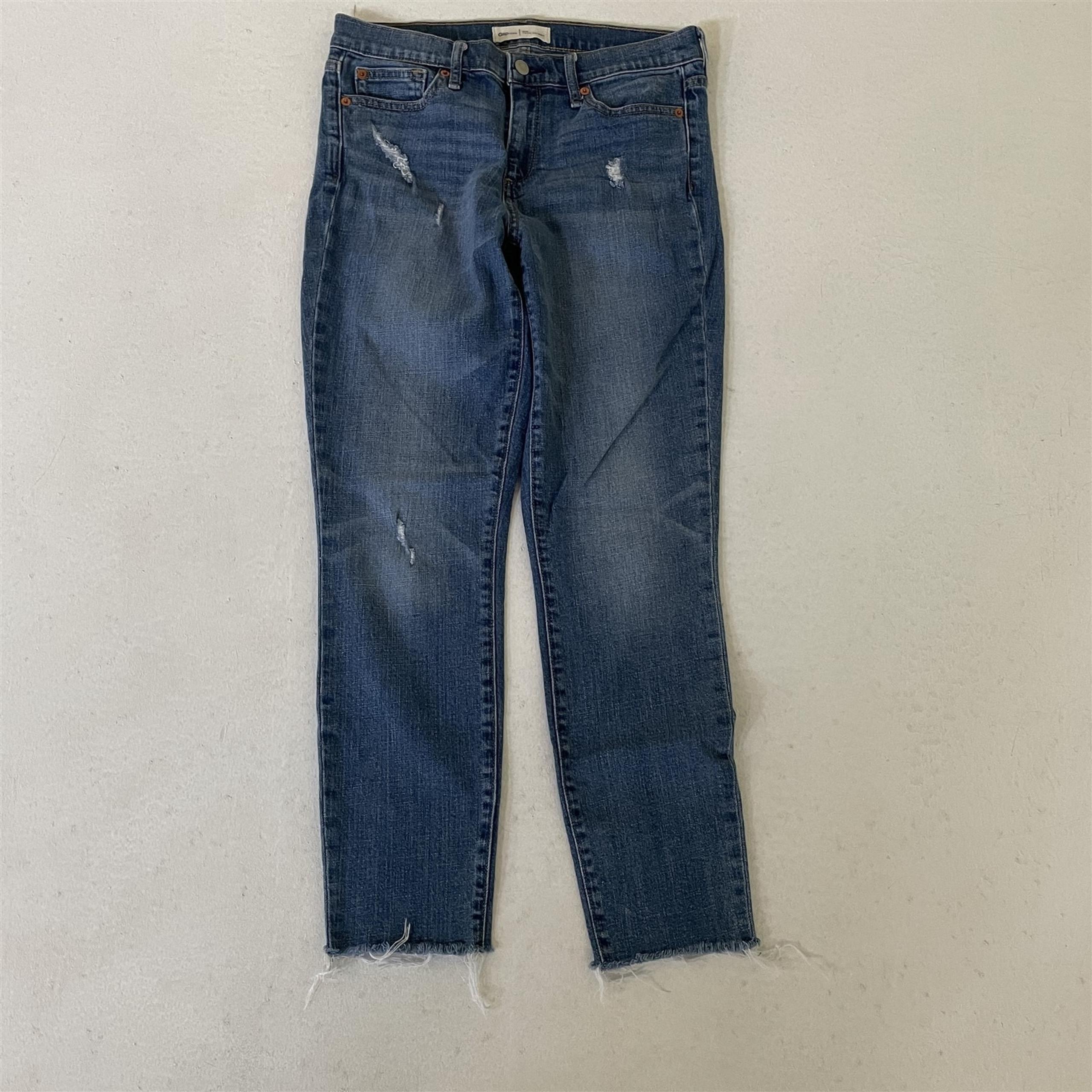 Gap 28 / 6 True Skinny Raw Hem Medium Wash Stretch Denim Womens Jeans