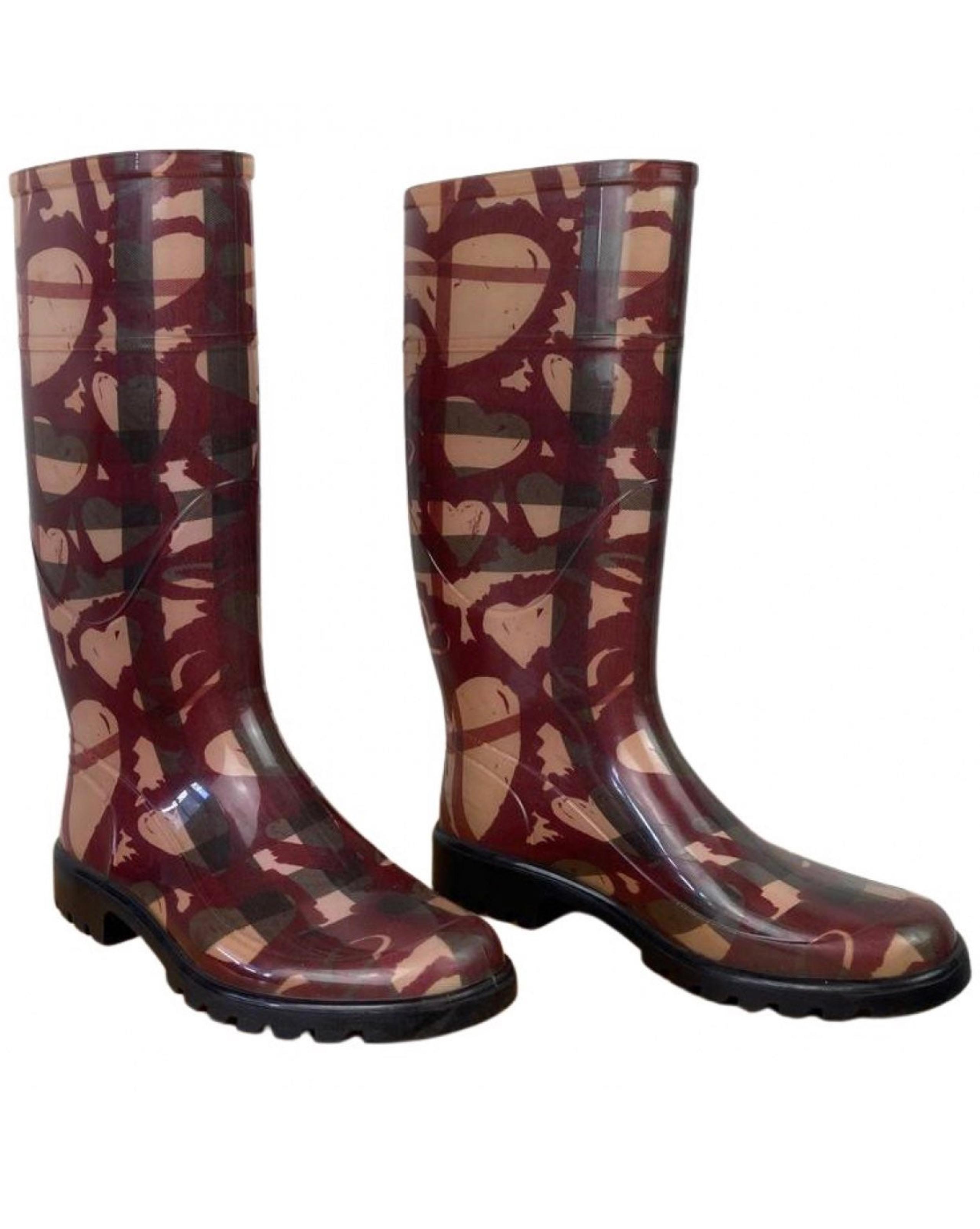 Burberry Raspberry "heart Check" Rain Boots sz 36 EU