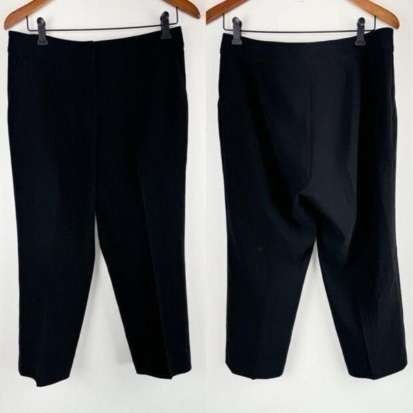ST JOHN Caviar Pants Womens 8 Solid Black Straight Leg Dress Emma
