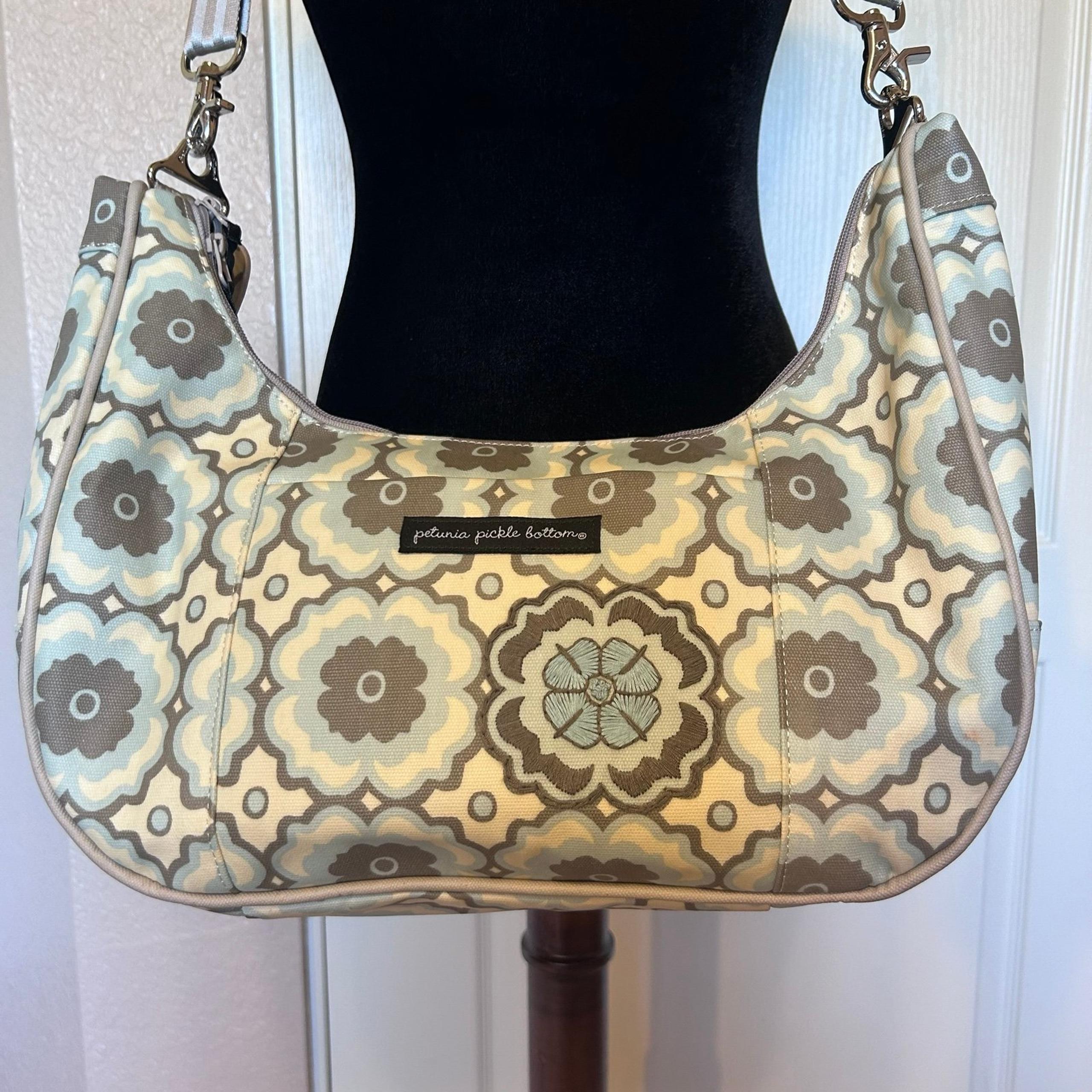 Petunia Pickle Bottom Baby Chic Blue and Gray Diaper Bag Purse