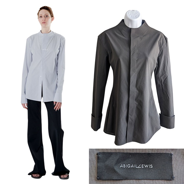 NWOT ABIGAIL LEWIS Lab Shirt Gray Minimalist Avant Garde LS Button Up Size XS/S