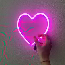 Pink Heart Neon Sign, LED Heart Light Battery Operated or USB Powered