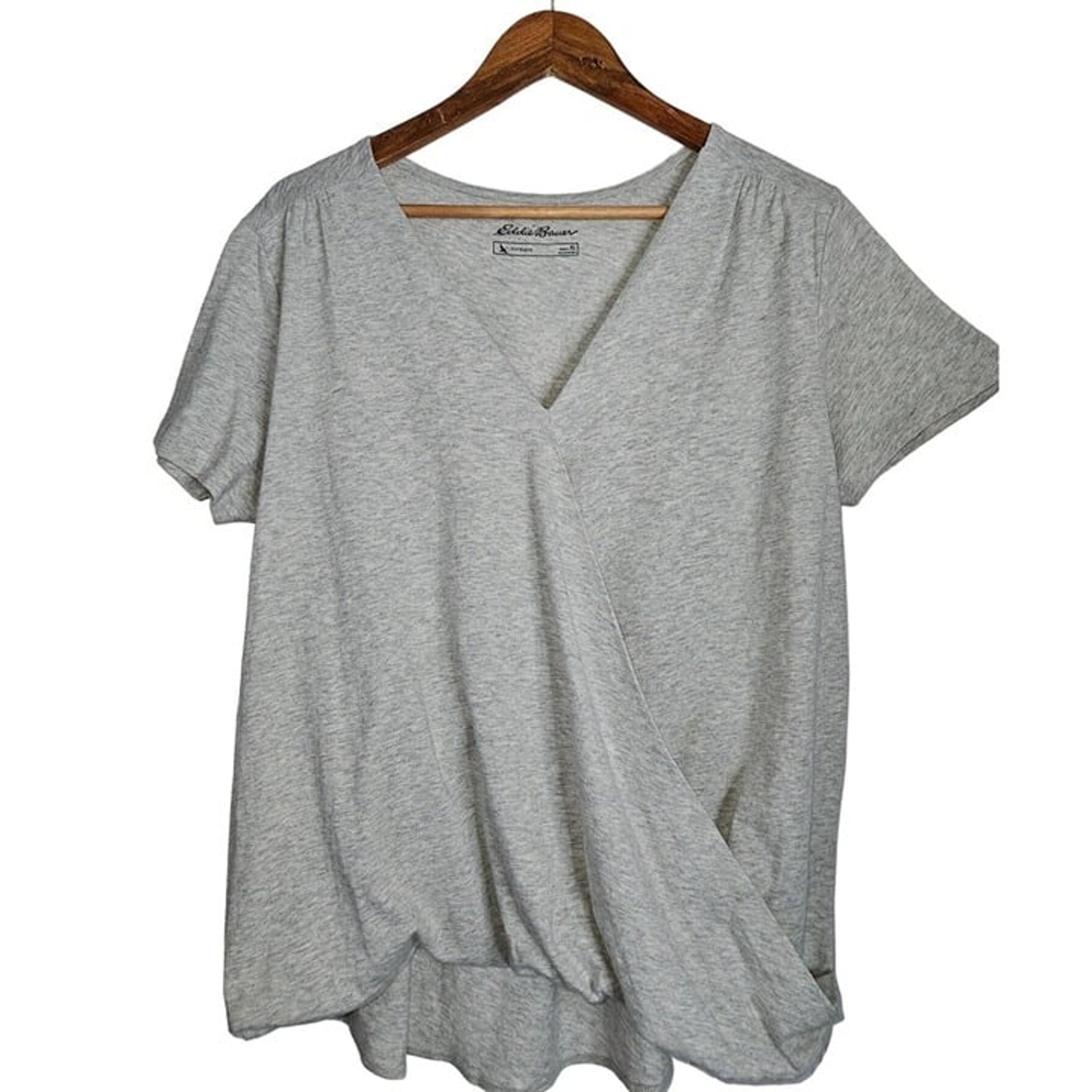 Eddie Bauer Surplice Wrap Gray Top Women Size X Large