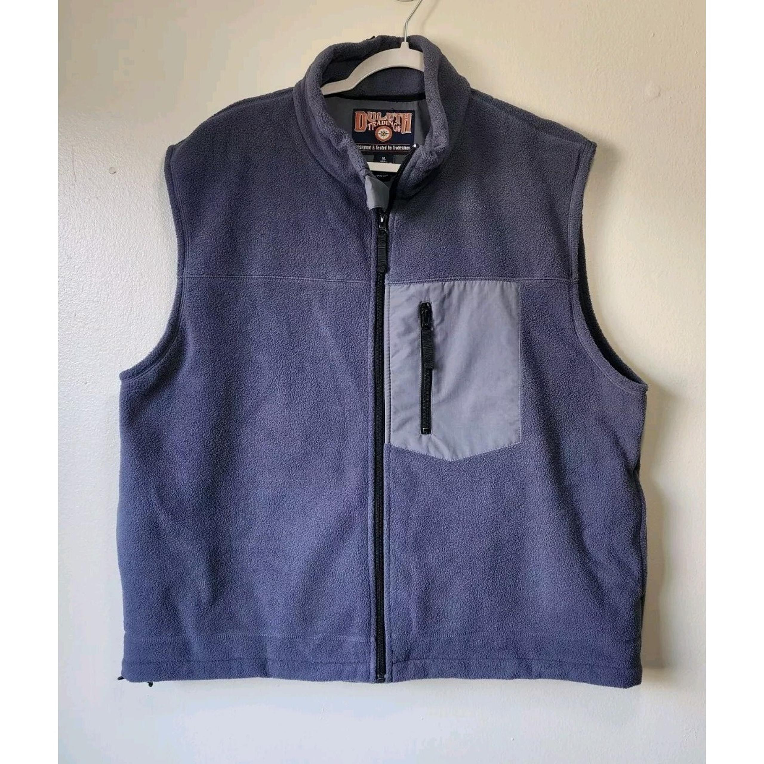 Duluth Trading Co Extra Large Mens Lined Full Zip Blue gray Fleece Vest Outdoors - Duluth Trading Company