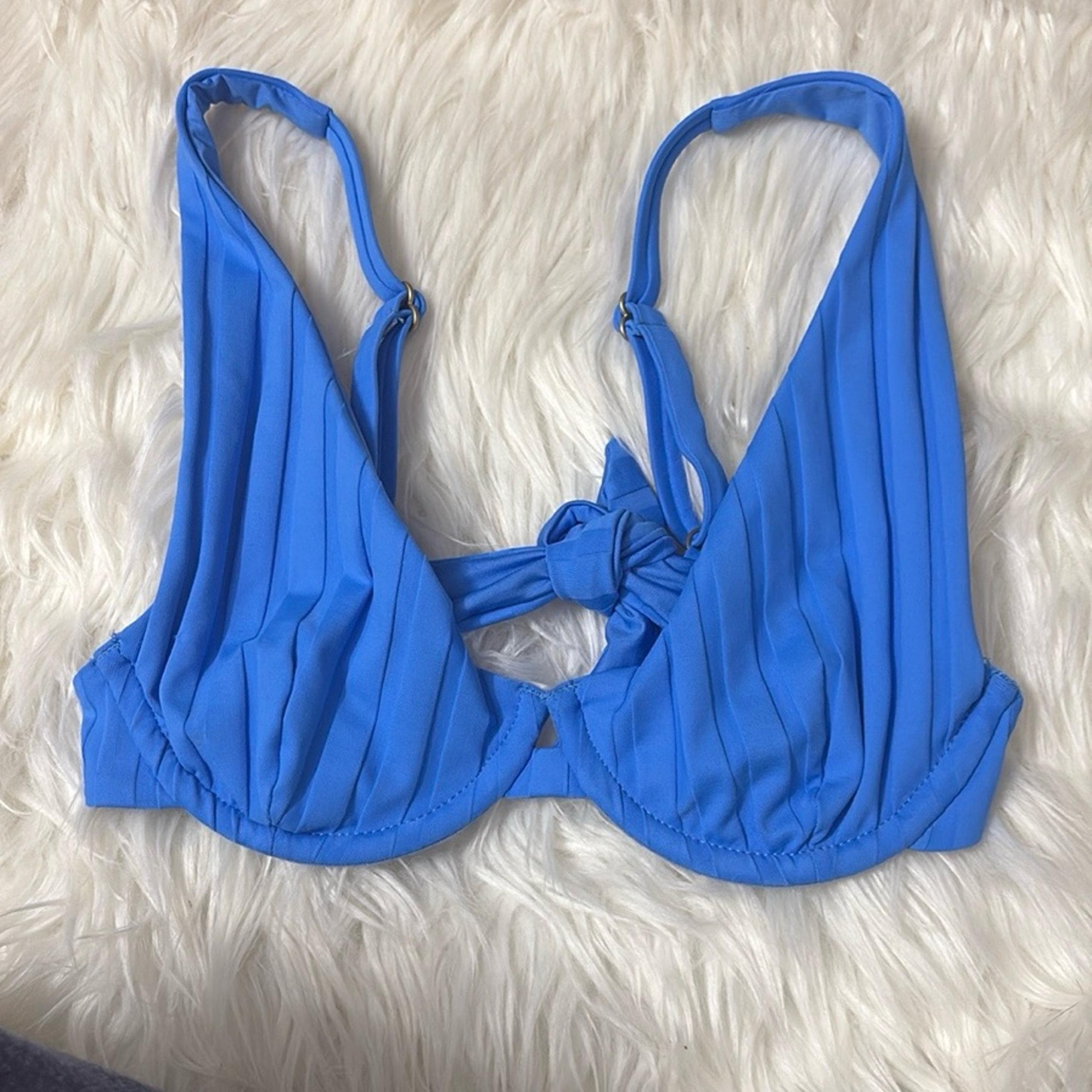 NWOT Vitamin A Rossi Halter Underwire Swim Top Dream Blue Super Rib XS