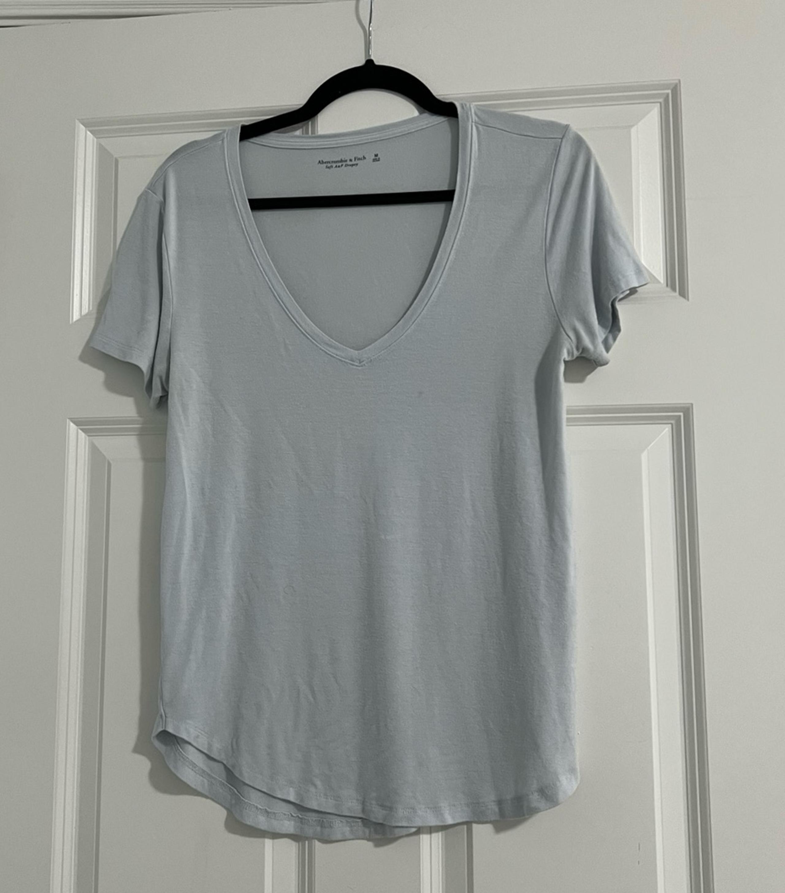 Abercrombie & Fitch Light Blue V-Neck Short Sleeve T-Shirt