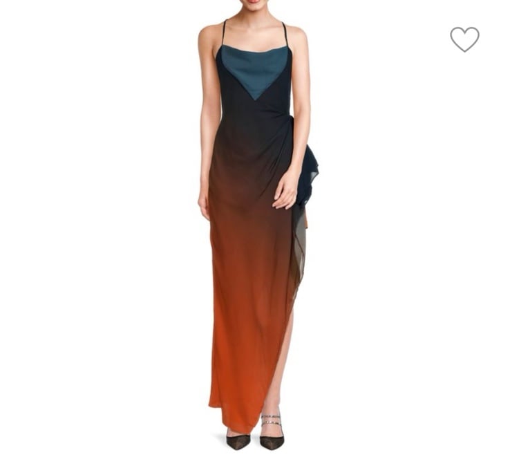 New RONNY KOBO Tyler Ombré Maxi Dress Sz M Orange