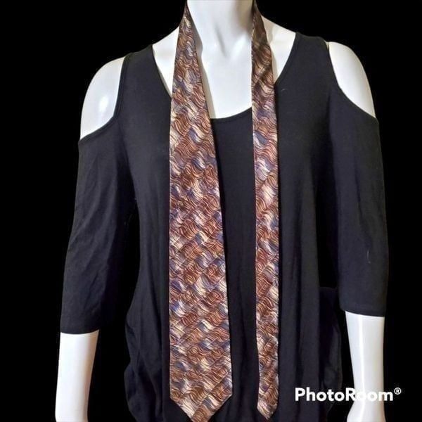 Bugatti Brown, Tan, & Blue Patterned Silk Tie