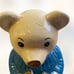 VTG 11” blue sweater country home cookie bear treat jar usa california